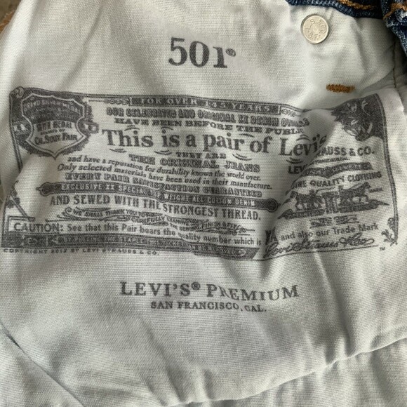 Levi's Premium 501 Jeans Blue Chewed Hem Skinny 24 - Picture 11 of 16